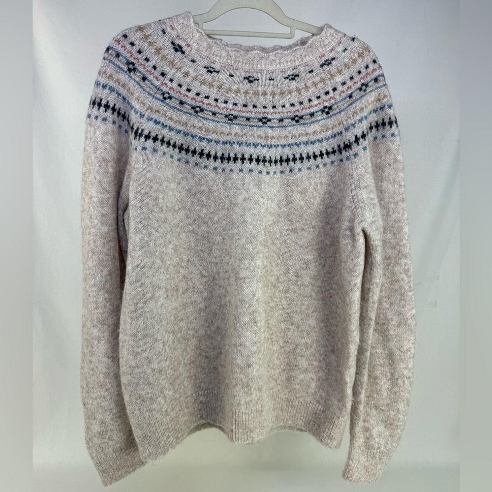 Fat Face Fair Isle Yoke Collar Alpaca Blend Long Sleeve Sweater Women’s size 12